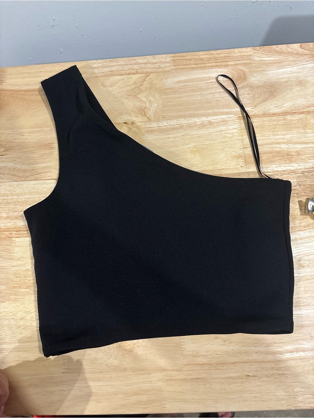 Zara One-Shoulder Black Crop Top